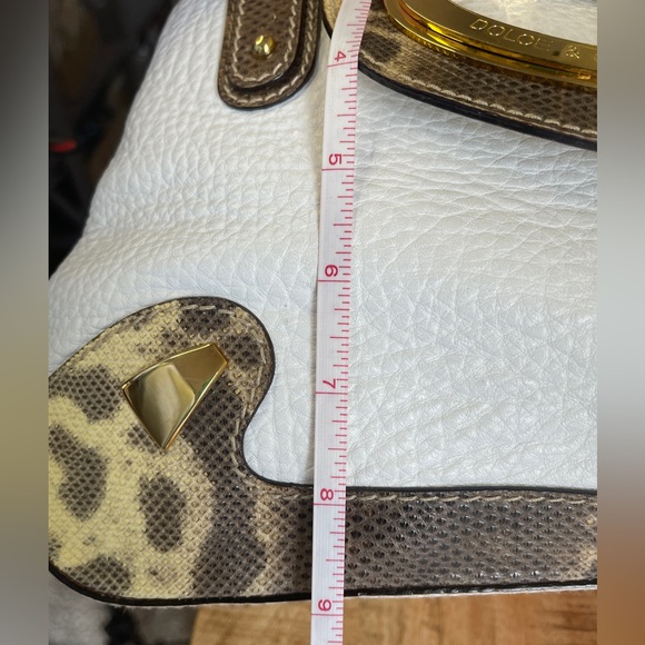 D&G DOLCE & GABBANA Lizardskin And White Leather Handbag With Gold Tone Hardware - Picture 16 of 16